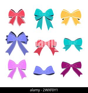 Collezione bowknot per le feste. illustrazioni vettoriali isolate. Illustrazione Vettoriale