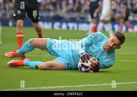 Londra, Regno Unito. 30 marzo 2024. Guglielmo Vicario durante la partita Spurs vs Luton Town Premier League al Tottenham Hotspur Stadium di Londra. Questa immagine è SOLO per USO EDITORIALE. Licenza richiesta da Football DataCo per qualsiasi altro utilizzo. Crediti: MARTIN DALTON/Alamy Live News Foto Stock