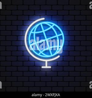 Icona al neon del globo, design eccellente per qualsiasi scopo. Illustrazione vettoriale Illustrazione Vettoriale
