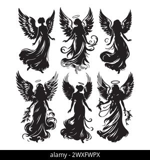 Set silhouette di Angel Illustrazione Vettoriale
