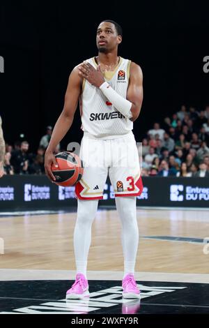 Decines Charpieu, Francia. 28 marzo 2024. Jordan LOYD di Monaco durante la partita di basket di Turkish Airlines EuroLeague tra LDLC ASVEL Villeurbanne e AS Monaco il 28 marzo 2024 alla LDLC Arena di Decines-Charpieu, Francia - Photo Romain Biard/Isports/DPPI Credit: DPPI Media/Alamy Live News Foto Stock