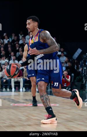 Decines Charpieu, Francia. 28 marzo 2024. Edwin JACKSON di Lione durante la partita di basket dell'EuroLeague Turkish Airlines tra LDLC ASVEL Villeurbanne e AS Monaco il 28 marzo 2024 alla LDLC Arena di Decines-Charpieu, Francia - Photo Romain Biard/Isports/DPPI Credit: DPPI Media/Alamy Live News Foto Stock