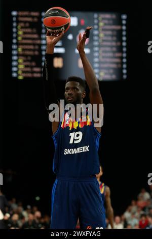 Decines Charpieu, Francia. 28 marzo 2024. Youssoupha FALL DI Lione durante la partita di basket di Turkish Airlines EuroLeague tra LDLC ASVEL Villeurbanne e AS Monaco il 28 marzo 2024 alla LDLC Arena di Decines-Charpieu, Francia - Photo Romain Biard/Isports/DPPI Credit: DPPI Media/Alamy Live News Foto Stock