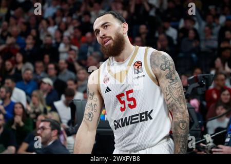 Decines Charpieu, Francia. 28 marzo 2024. Mike JAMES di Monaco durante la partita di basket Turkish Airlines EuroLeague tra LDLC ASVEL Villeurbanne e AS Monaco il 28 marzo 2024 alla LDLC Arena di Decines-Charpieu, Francia - Photo Romain Biard/Isports/DPPI Credit: DPPI Media/Alamy Live News Foto Stock