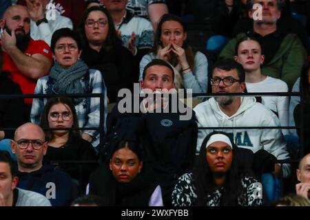 Decines Charpieu, Francia. 28 marzo 2024. Durante la partita di basket di Turkish Airlines EuroLeague tra LDLC ASVEL Villeurbanne e AS Monaco il 28 marzo 2024 alla LDLC Arena di Decines-Charpieu, Francia - Photo Romain Biard/Isports/DPPI Credit: DPPI Media/Alamy Live News Foto Stock