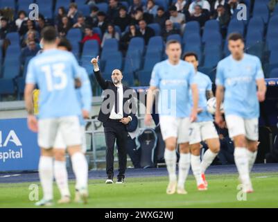 Roma, Italia. 30 marzo 2024. Il capo allenatore della Lazio Igor Tudor gesta durante una partita di serie A tra Lazio e Juventus a Roma, in Italia, 30 marzo 2024. Crediti: Li Jing/Xinhua/Alamy Live News Foto Stock