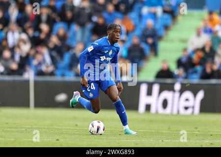 Getafe, Spagna. 30 marzo 2024. Ilaix Moriba (Getafe) calcio: Partita spagnola "LaLiga EA Sports" tra il Getafe CF 0-1 Sevilla FC all'Estadio Coliseum Getafe di Getafe, Spagna. Crediti: Mutsu Kawamori/AFLO/Alamy Live News Foto Stock