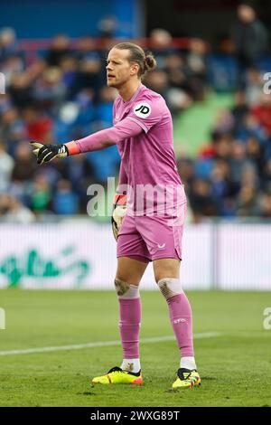 Getafe, Spagna. 30 marzo 2024. Orjan Nyland (Siviglia) calcio: Partita spagnola "LaLiga EA Sports" tra il Getafe CF 0-1 Sevilla FC all'Estadio Coliseum Getafe di Getafe, Spagna. Crediti: Mutsu Kawamori/AFLO/Alamy Live News Foto Stock