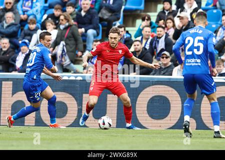 Getafe, Spagna. 30 marzo 2024. Lucas Ocampos (Siviglia) calcio: Partita spagnola "LaLiga EA Sports" tra il Getafe CF 0-1 Sevilla FC all'Estadio Coliseum Getafe di Getafe, Spagna. Crediti: Mutsu Kawamori/AFLO/Alamy Live News Foto Stock