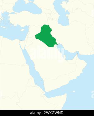 Mappa rossa DELL'IRAQ all'interno mappa beige evidenziata del Medio Oriente Illustrazione Vettoriale