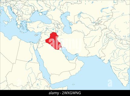 Mappa rossa DELL'IRAQ all'interno della mappa bianca del Medio Oriente Illustrazione Vettoriale