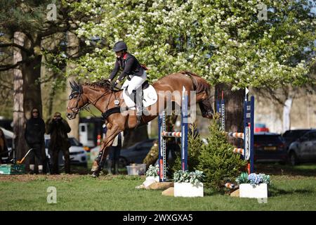 Thoresbury Park, Regno Unito. 30 marzo 2024. Gemma Stevens del Regno Unito con Jalapeno III durante la Grantham Cup CCI4*-S, che si esibisce al Thoresby Park International Eventing Spring Carnival il 30 marzo 2024, Thoresby Park, Regno Unito (foto di Maxime David - MXIMD Pictures) Foto Stock