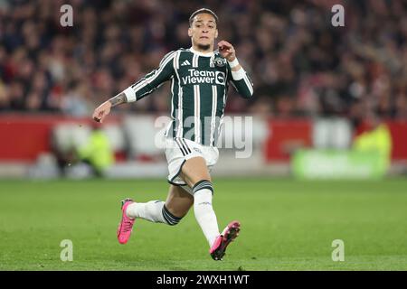 Londra, Regno Unito. 30 marzo 2024. Antony del Manchester United durante la partita di Premier League al Gtech Community Stadium di Londra. Il credito per immagini dovrebbe essere: Paul Terry/Sportimage Credit: Sportimage Ltd/Alamy Live News Foto Stock