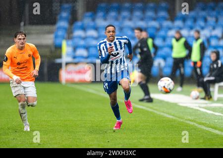 Esbjerg, Danimarca. 28 marzo 2024. Leonel Montano (21) di Esbjerg FB visto durante il 2. Division match tra Esbjerg FB e FC Roskilde al Blue Water Arena Esbjerg. (Foto: Gonzales Photo - Frederikke Jensen). Foto Stock