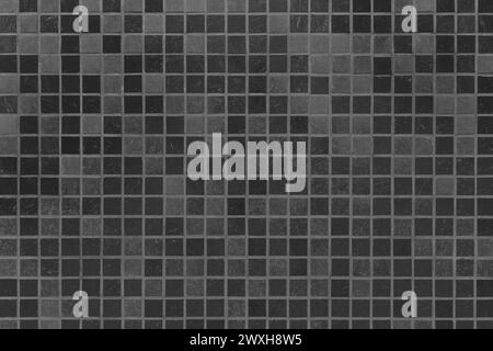 Piastrelle in ceramica quadrate a mosaico struttura di sfondo a trama astratta per bagni in grigio scuro nero. Foto Stock