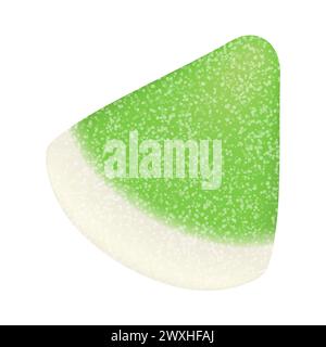 Caramelle in gelatina 3D con fetta di anguria verde, morbida marmellata gommosa con illustrazione vettoriale a forma di triangolo Illustrazione Vettoriale
