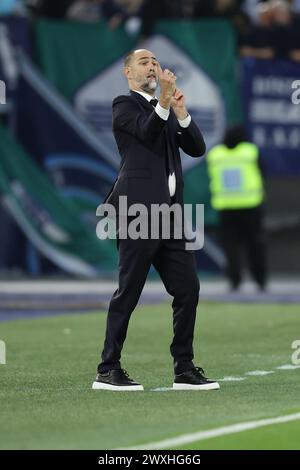 L'allenatore croato della Lazio Igor Tudor gesticola durante la partita di calcio di serie A tra SS Lazio e Juventus allo Stadio Olimpico Roma, centro Italia, il 30 marzo 2024. Foto Stock