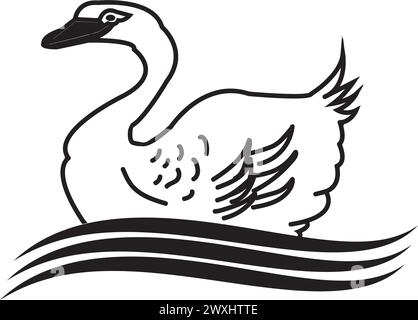 disegno del simbolo dell'immagine vettoriale dell'icona dell'oca Illustrazione Vettoriale