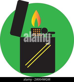 Design dell'illustrazione vettoriale dell'icona dell'accendisigari Illustrazione Vettoriale