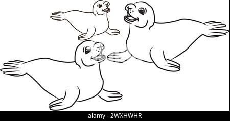 illustrazione vettoriale dell'icona sea ​​lion design semplice Illustrazione Vettoriale