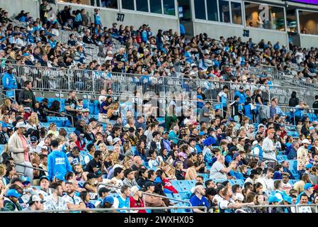 30 marzo 2024, Charlotte, NC, USA: I tifosi di calcio mostrano il loro sostegno durante la partita Charlotte FC vs FC Cincinnati al Bank of America Stadium di Charlotte, NC. (Credit Image: © Walter G Arce Sr Grindstone medi/ASP) SOLO PER USO EDITORIALE! Non per USO commerciale! Foto Stock