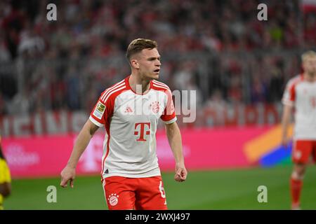 MONACO, Germania. , . 6 Joshua KIMMICH del Bayern in azione durante la partita di calcio della Bundesliga tra il Bayern Muenchen e il Borussia Dortmund, BVB, all'Allianz Arena di Monaco il 30. Marzo 2024, Germania. DFL, Fussball, 0:2 (foto e copyright @ Jerry ANDRE/ATP Images) (ANDRE Jerry/ATP/SPP) credito: SPP Sport Press Photo. /Alamy Live News Foto Stock