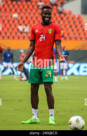 ABIDJAN, COSTA d'AVORIO - GENNAIO 29; Babary N'Diaye di Mauritania durante il TotalEnergies Caf Africa Cup of Nations (Afcon 2023) partita tra Cape Foto Stock