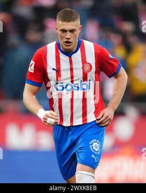 Girona, Spagna. 31 marzo 2024. Durante la partita della Liga EA Sports tra il Girona FC e il Real Betis giocata allo Stadio Montilivi il 31 marzo 2024 a Girona, in Spagna. (Foto di Bagu Blanco/PRESSINPHOTO) credito: PRESSINPHOTO SPORTS AGENCY/Alamy Live News Foto Stock