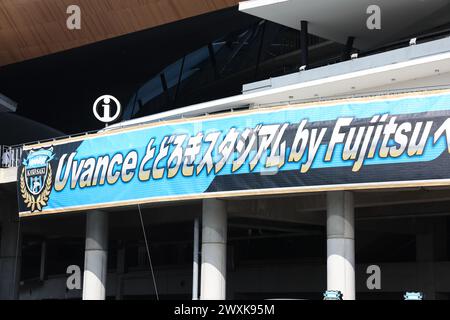 Uvance Todoroki Stadium di Fujitsu, Kanagawa, Giappone. 30 marzo 2024. Uvance by Fujitsu/Uvance Todoroki Stadium by Fujitsu, 30 MARZO 2024 - Football/Soccer: 2024 J1 partita di campionato tra Kawasaki frontale - FC Tokyo all'Uvance Todoroki Stadium by Fujitsu, Kanagawa, Giappone. Crediti: Yohei Osada/AFLO SPORT/Alamy Live News Foto Stock