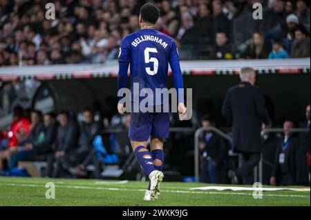 Madrid, Spagna. 31 marzo 2024. Jude Bellingham del Real Madrid visto durante la partita di calcio la Liga EA Sports 2023/24 tra Real Madrid e Athletic Club Bilbao allo stadio Santiago Bernabeu di Madrid, Spagna. Credito: Agenzia fotografica indipendente/Alamy Live News Foto Stock