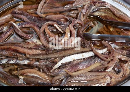 Acciughe nell'olio d'oliva Foto Stock