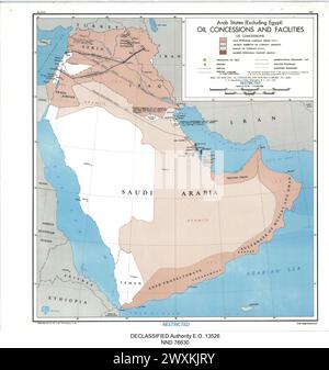 Mappa della CIA degli Stati arabi (escluso l'Egitto): Concessioni e strutture petrolifere ca. 1949 Foto Stock