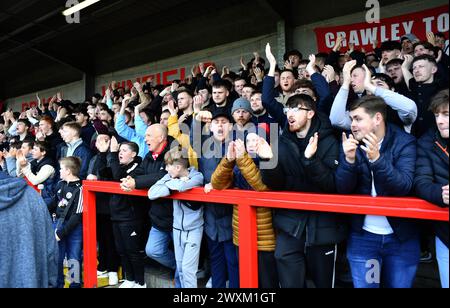 Un Sell to Crowd durante la partita Sky Bet EFL League Two tra Crawley Town e Doncaster Rovers al Broadfield Stadium di Crawley, Regno Unito - 19 marzo 2024 Foto Stock