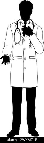 Dottore uomo medico Silhouette medico persona sanitaria Illustrazione Vettoriale