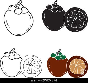 disegno del logo dell'illustrazione vettoriale dell'icona mangostano Illustrazione Vettoriale