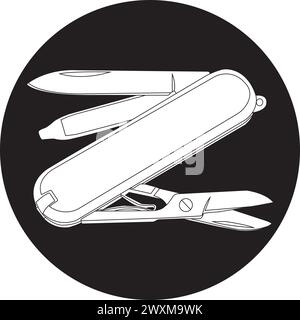 disegno del simbolo dell'illustrazione del vettore dell'icona del coltello a penna Illustrazione Vettoriale