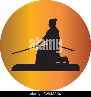 illustrazione vettoriale dell'icona della spada samurai design semplice Illustrazione Vettoriale