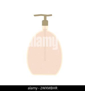 Bottiglia cosmetica per la cura della pelle isolata su sfondo bianco. Peeling ed esfoliazione per la pulizia e l'idratazione della pelle. Crema corpo siero per sp Illustrazione Vettoriale