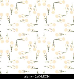 Fiori astratti motivo senza cuciture. Sfondo senza fine disegnato a mano con motivi floreali. Copertura per scarabocchi botanici. Illustrazione piatta vettoriale. Illustrazione Vettoriale
