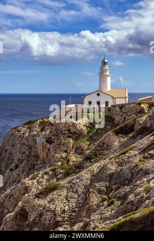 Far de Capdepera, faro di Capdepera, a Maiorca, Isole Baleari, Spagna Foto Stock