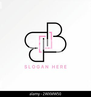 Design del logo design grafico concept creativo stock vettoriale premium lettera iniziale B o BB font line art motivo flip Connect. Monogramma tipografico correlato Illustrazione Vettoriale