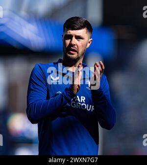 Birmingham, Regno Unito. 1 aprile 2024; St Andrews, Birmingham, West Midlands, Inghilterra; EFL Championship Football, Birmingham City contro Preston North End; Jordan Storey di Preston North End Credit: Action Plus Sports Images/Alamy Live News Foto Stock