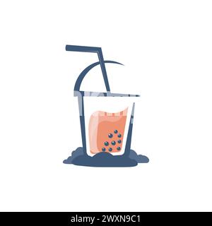 Ispirazione per il logo Bubble Tea. Concetto di bevanda Boba. Immagine vettoriale del logo del contorno della bevanda a bolle. Modello vettoriale del logo del tè della bevanda a bolle Free Vector Illustrazione Vettoriale