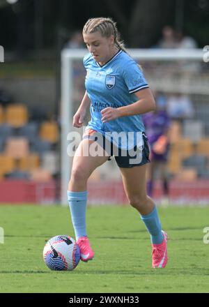 Lilyfield, Australia. 31 marzo 2024. Caley Tallon-Henniker del Sydney FC è visto in azione durante la partita del 22° turno della stagione 2023-24 della Liberty A-League tra Sydney FC e Melbourne Victory tenutasi al Leichhardt Oval. Punteggio finale Sydney FC 0:4 Melbourne Victory FC. Credito: SOPA Images Limited/Alamy Live News Foto Stock