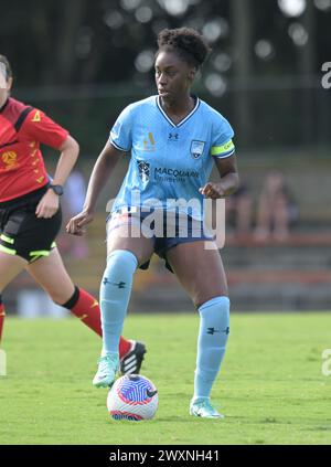 Lilyfield, Australia. 31 marzo 2024. La Principessa Megan Ategbayan Ibini-Isei del Sydney FC viene vista in azione durante la partita del 22° turno della stagione Liberty A-League 2023-24 tra Sydney FC e Melbourne Victory tenutasi al Leichhardt Oval. Punteggio finale Sydney FC 0:4 Melbourne Victory FC. Credito: SOPA Images Limited/Alamy Live News Foto Stock