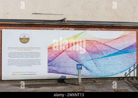 Gigantesco montaggio arcobaleno di persone foto dal Royal Ascot at Home Year durante la pandemia di covid-19 del 2020, Ascot Racecourse, Berkshire, Inghilterra, Regno Unito Foto Stock