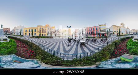 Badajoz, Spagna, domenica. febbraio 29 2024. Plaza de San Andres, Piazza storica a Badajoz, Estremadura Foto Stock