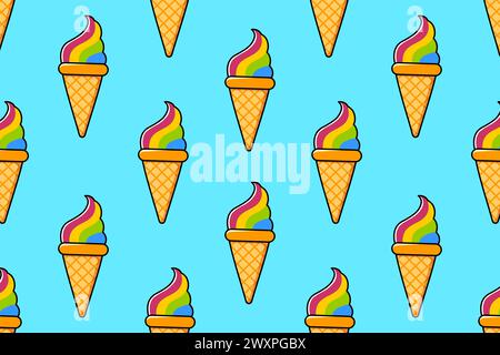 Gelato. Cono gelato in una tazza per waffle. Illustrazione vettoriale. Illustrazione Vettoriale