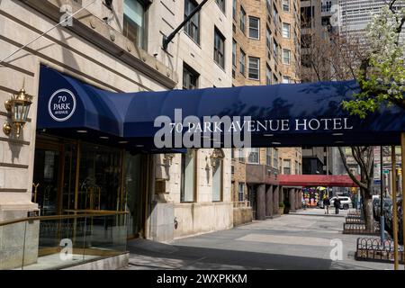 Il 70 Park Avenue Hotel è un hotel boutique nel quartiere Murray Hill di Manhattan, 2024, New York City, USA Foto Stock