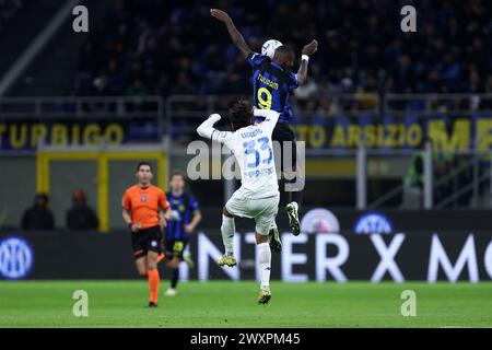 Milano, Italia. 1 aprile 2024. Milano, 1 aprile 2024. Campionato italiano di serie A 2023-24. Nella foto: Marcus Thuram (FC Internazionale). Crediti: Marco Canoniero/Alamy Live News Foto Stock